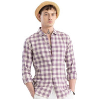 Men's Cotton Casual Printed Checkered Stylish Latest Shirt For Men (Purple; Medium)