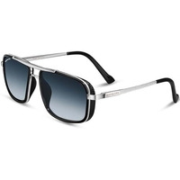 Royaltail Nirvana Sunglasses Silver Frame & Blue Gradient Square Glass, Unisex Square 100% Uv Protected | For Men& Women | For Protection, Party & Styling