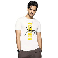 Bewakoof Men's Printed 100% Cotton T-Shirt - Regular Fit, Round Neck, Half Sleeves White
