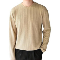 I Enterprise Cotton Blend Regular Fit Round Neck Plain Solid Full Sleeve T-Shirt For Men & Boys Color :- Beige Size-M