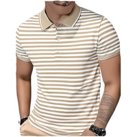 Jonney Men's Striped Cotton Rich Polo T Shirt | Collar Tshirts | Half Sleeves | Stripe-Regular Fit-640702 Camel