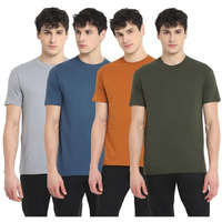 Aventura Outfitters Men's Regular Fit T-Shirts Pack Of 4 (Ao28-Xxl_Caramel, Sailor Blue, Olive & Lt Grey)