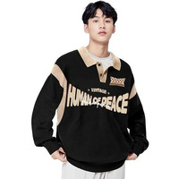Jc Jump Cuts Mens Printed||Full Sleeve||Black||Cotton Blend||Oversized Fit||Polo T-Shirt