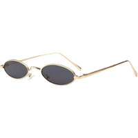 Huvora Vintage Oval Retro Party Uv Protected Sunglasses For Men Women Classic Designer Design With Uv400 Protection Bold Alloy Stylish Frame Lightweight Sleek Fashion Goggles (Gold Black)