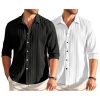 Royalscout Men's Solid Regular Fit Shirt (2_Pop_222_Black & White