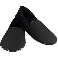Footmate Ankle Length Slipper Socks For Men & Women - 2 Pair Pack, Cotton Blend House Or Floor Socks With Anti-Skid Rubber Grip, Booties For Indoor Use - Black, (Size - 9 To 11 Feet)