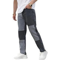 Ben Martin Men's Stretchable Slim Fit Grey Color Block Casual Denim Jeans Size 34 | Rise Style: Mid Rise
