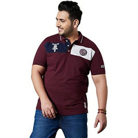 Bigbanana Plus Size Men's Regular Fit Colorblock Polo Tshirt (Gasket,Maroon,4Xl)