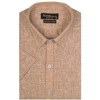 Accox Men's Half Sleeves Cotton Linen Formal Regular Fit Solid Plain Shirt(Multi,Go545_48)
