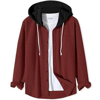 Noble Monk Hooded Neck Shirt | Solid Shirt For Men Wine Red Black
