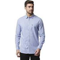 Thomas Scott Mens | Full Sleeve | Checks Printed | Regular Fit | 100% Cotton | Spread Collar | Casual | Shirt (Slate Blue_2Xl)