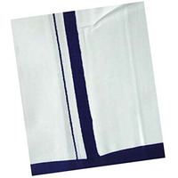Prakasam Cotton Fantacy Men's White Dhoti With Blue Barder (1.26 X 2.00 Meter)