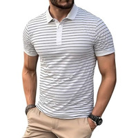 Tagdo Men's Modern Fit Polo Shirt (Strip-Polo-2036-White-Xl_White