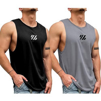 Jump Cuts||Mens Printed||Sleeveless||Polyester||Slim Fit||Gym Fit Vest Pack Of 2