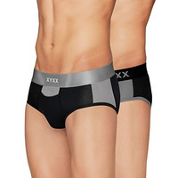 Xyxx Men's Underwear Dualist Intellisoft Antimicrobial Micro Modal Brief Pack Of 2 (Steel Grey & Black ; Black & Steel Grey; M)