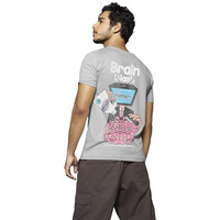 Bewakoof Men's Brain Wash Graphic Printed 100% Cotton T-Shirt - Regular Fit, Round Neck, Half Sleeves_591440_Grey_L