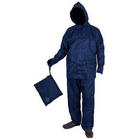Duckback Men's Rider Solid Raincoat Pant Style With Jacket (Xxl, Navy Blue)