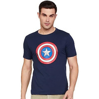 Amazon Brand - Symbol Men's Graphic Disney Regular Fit T-Shirt (Sym-A23-Tsh-31-M_Pageant Blue,Shield_M)