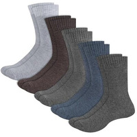 Swagr Thermal Woolen Winter Calf Length Socks For Men Thick Terry Towel Cushion Socks, Free Size, Pack Of 5, Multicolour