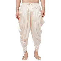 Vastramay Men's Cream Cowl Dhoti - Comfort, Classic Design For Festivals & Ceremonies | Solid Cowl Pattern Patiala Dhoti Pant| Ethnic Indian Wear For Men