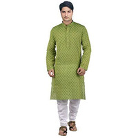 Maharaja Shirt Men's Cotton Solid Kurta Pyjama (Mskp002-40, Green, 40)