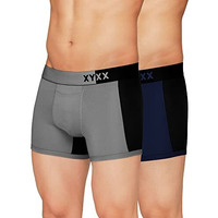 Xyxx Men's Underwear Dualist Intellisoft Antimicrobial Micro Modal Trunk Pack Of 2 (Steel Grey & Black;Black Iris & Black; L)