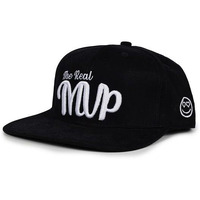 Droop Hiphop Cap For Men & Women | Snapback Closure With Adjustable Fit | Cotton Twill Black Cap For Gym, Sports & Outdoor Activities | Stylish The Real Mvp Embroidered Design | Breathable Airholes