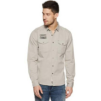 Amazon Brand - Inkast Denim Co. Men's Solid Slim Fit Full Sleeve Cotton Casual Shirt (In-S-02C_Medium Grey_Small)