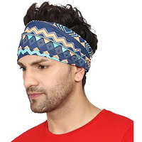 Coreteq Multicolor Sports Sweatband Headband Concealed Seam Micro-Spandex Men And Women (Aztec Navy) Free Size