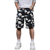 Gentstone Man's Cotton Printed 6 Pocket Black & White Knee Length Elastic Closure Fancy Regular Comfort Fit Ultra Soft Shorts For Everyday Traveling Tracking Wear (Gs 15 Robin Short-Xl)