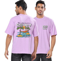 London Hills Men's Casual Printed Round Neck, Oversized Drop Shoulder T-Shirt Lavender