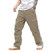 Vogaan Casual Solid Men's Loose Fit Cargo Pants With Multiple Pockets | Cotton Cargos For Men (Brown_36)