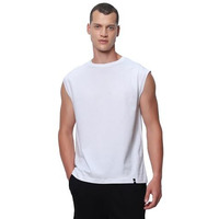 Bewakoof Men's Solid Oversized Fit Sleeveless Round Neck Cotton Vest_500148_White_L