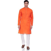Amazon Brand - Symbol Men's Cotton Kurta Pyjama (Symethset-5_Orange_X-Large)