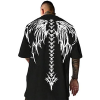 Thalasi Men Cotton Printed Aesthetic Oversized Tshirt For Men - Black T Shirt For Men Stylish | Half Sleeve Oversize Fit Round Neck Tshirts - Down Shoulder & Baggy Fit Korean Tshirts For Man & Boys