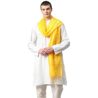 Weavers Villa Poly Silk Yellow Ethnic Woven Dupatta For Men (2.20 Mtrs)