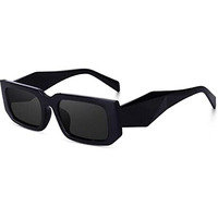 Creature Retro Vintage Geomatric Rectangular Black Unisex Sunglasses | Stylish Bold Fashion Eyeglass For Men & Women (Black)