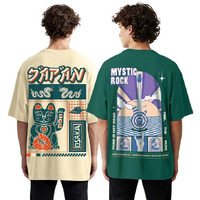 Veirdo 100% Pure Cotton Oversized Baggy Fit Drop Shoulder Graphic Printed Half Sleeve T-Shirt Combo For Men (Po2_Ss25_Vd_Jpnsw_Mysbg_Xxl)