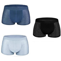 Dhruva Sales Men Breathable Pouch Underwear Packs Mesh Boxer Briefs | Air Ventilation Boxer Brief | (Pack Of 3) (L) Multicolour