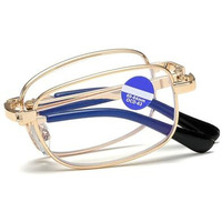 Lenskandy Foldable Golden Full Rim Reading Glasses For Men & Women | +2.00 | Srg11