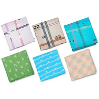 Hexafun Men's 100% Organic Premium Pastel Coloured Pure Cotton Handkerchiefs Printed Stylish Large Size (Pack Of 6) (Office + Rewind)