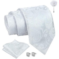 Axlon White Pasiley Tie For Men  Formal Ties Set With Pocket Square & Tie Pin Clip For Mens, Silk Neckties Gift Sets For MenS (Ax24_50)