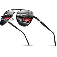 Usjones Rectangular Aviator Uv Protected Sunglasses Premium Glass Lens Flat Metal Sun Glasses(Men & Women) - Pack Of 1, Black