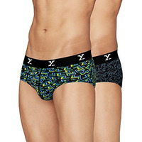 Xyxx Men's Modal All Over Print Briefs (Pack Of 2) (Xybrf_R5_02_Lightning Bolt+Yoga Pet_M)