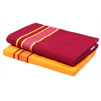 Green Tee Men Fancy Color Dhoti - Pack Of 2 (Orange Ll Maroon)