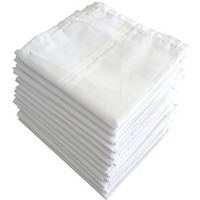 S4S 100% Cotton Premium Collection Handkerchiefs For Men (White_48Cm X 48Cm_Pack Of 12)