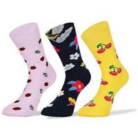 Rc. Royal Class Women Mid Calf Soft Pure Cotton Fruit Flower Calf Length Socks, Pack Of 3 Pairs, Multicolored, Free Size