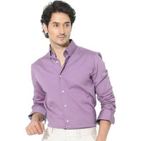 Indoprimo Men's Plain Satin Casual Shirt For Men Full Sleeves (Medium, Purple)