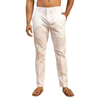 Vastramay Men's White - Pant Style Pyjama | Cotton Pleated Pant Style Pyjama For Men - Comfortable For Weddings, Festivals
