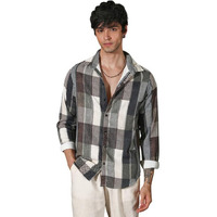 Campus Sutra Men's Multicolour Woven-Block Oversized Shirt For Casual Wear | Spread Collar | Long Sleeve | Button Closure | Oversized Shirt Crafted With Comfort Fit For Everyday Wear